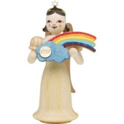 Langrockengel mit Regenbogen, natur - Jahresedition 2023 - 6,6 cm