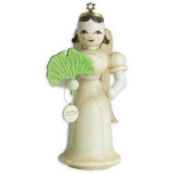 Langrockengel mit Ginkgoblatt, natur - Jahresedition 2024  - 6,6 cm