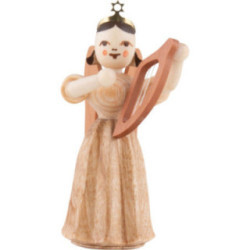 Faltenlangrockengel mit Leier, natur - 6,6 cm