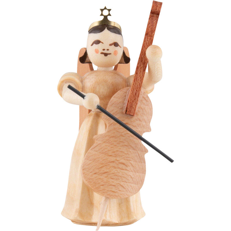 Long Pleated Skirt Angel with Violoncello, Natural - 6,6 cm / 2.6 inch