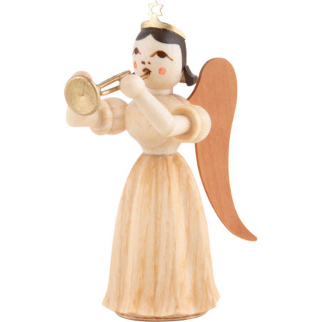 Long Pleated Skirt Angel with Trumpet, Natural - 6,6 cm / 2.6 inch