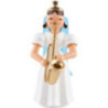 Long Pleated Skirt Angel with Saxophon, Natural - 6,6 cm / 2.6 inch