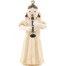 Long Pleated Skirt Angel with Clarinet, Natural - 6,6 cm / 2.6 inch