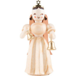 Faltenlangrockengel mit Glocken, natur - 6,6 cm