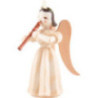 Faltenlangrockengel mit Blockflöte, natur - 6,6 cm