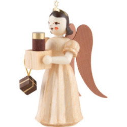 Faltenlangrockengel mit Geschenken, natur  - 6,6 cm