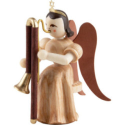 Faltenlangrockengel mit Kontrafagott, natur - 6,6 cm