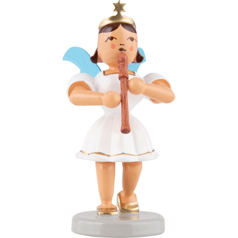 Kurzrockengel mit Blockflöte, farbig - 6,6 cm