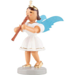 Kurzrockengel mit Blockflöte, farbig - 6,6 cm