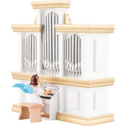 Kurzrockengel an der Orgel mit Spielwerk, farbig - 15,5 cm