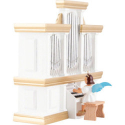 Angel Short Skirt Colored, Organ with Music Box - 15,5x15 cm / 5.9x6.1 inch