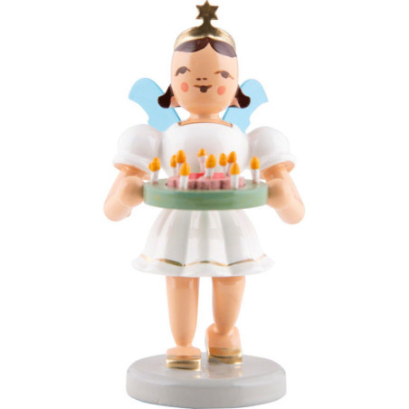 Kurzrockengel mit Festtagskranz, farbig - 6,6 cm