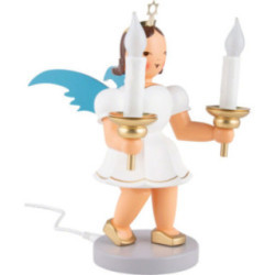 Kurzrockengel mit elektrisch beleuchtetem Kerzenhalter, farbig - 22 cm