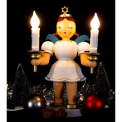 Kurzrockengel mit elektrisch beleuchtetem Kerzenhalter, farbig - 22 cm