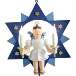 Angel Short Skirt Colored in Star with Electric Candles - 28 cm / 11 inch