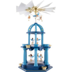 2-stöckige Pyramide mit elf Engeln, farbig - 30x55 cm