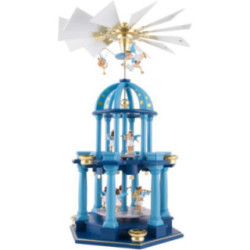 2-stöckige Pyramide mit elf Engeln, farbig - 30x55 cm