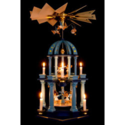 2-stöckige Pyramide mit elf Engeln, farbig - 30x55 cm