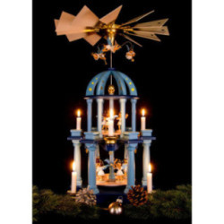 2-stöckige Pyramide mit elf Engeln, farbig - 30x55 cm