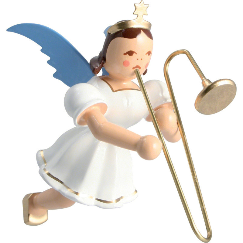 Schwebengel mit Zugposaune, farbig - 6,6 cm