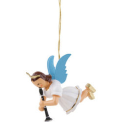 Schwebeengel mit Klarinette, farbig - 6,6 cm