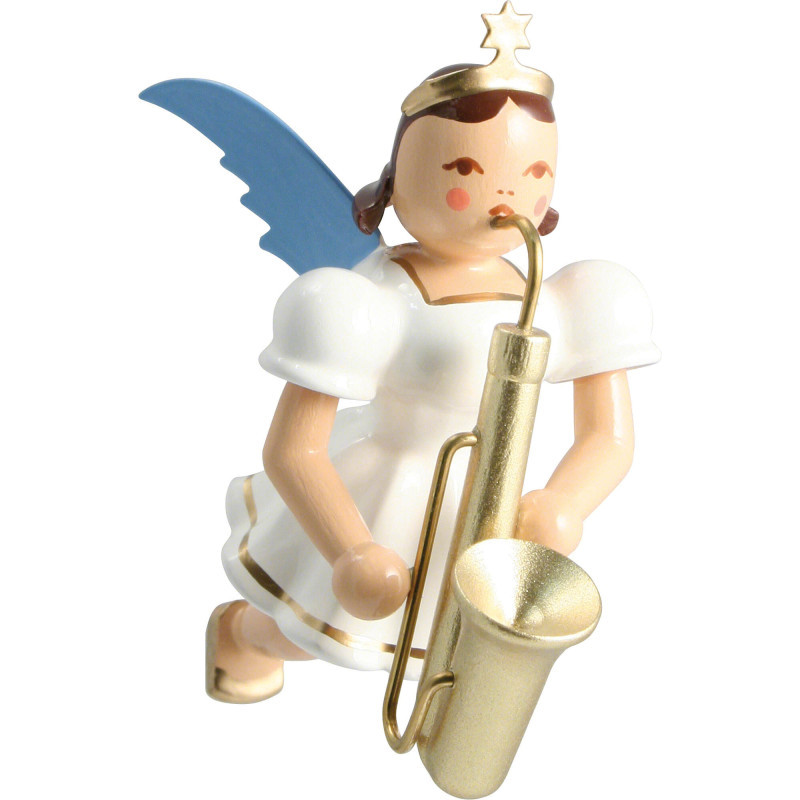 Schwebengel mit Saxophon, farbig - 6,6 cm