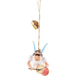 Floating Angel with Long Drum - Colored - 6,6 cm / 2.6 inch