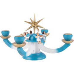 Candle Holder - Advent with Four Sitting Angels, Colored - 38x38 cm / 15x15 inch