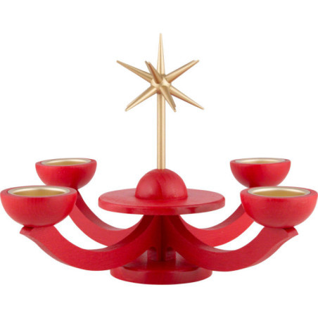 Candle Holder Advent Red, with Tea Candle Holder - 31x31 cm / 12.2x12.2 inch