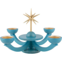 Adventsleuchter blau, mit Teelichthalter ohne Engel 31x31 cm