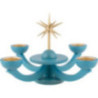 Adventsleuchter blau, mit Teelichthalter ohne Engel 31x31 cm