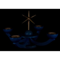 Adventsleuchter blau, mit Teelichthalter ohne Engel 31x31 cm