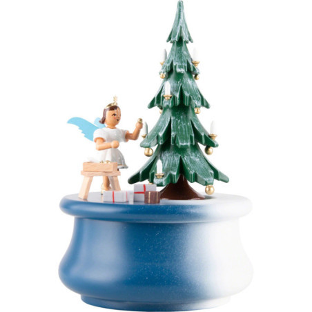 Music Box "Christmas Dream" with Tree and One Short Skirt Angel - 12x17,5 cm / 4.7x6.9 inch