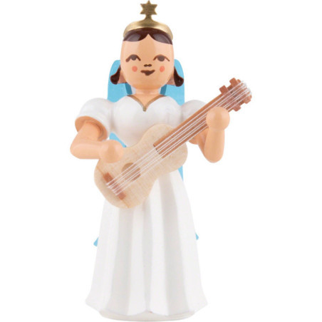 Faltenlangrockengel mit Gitarre, farbig - 6,6 cm