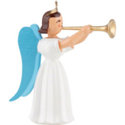 Faltenlangrockengel mit Posaune, farbig - 6,6 cm
