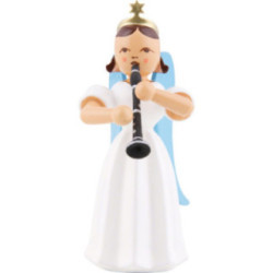 Faltenlangrockengel mit Klarinette, farbig - 6,6 cm