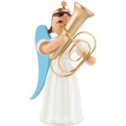 Faltenlangrockengel mit Tuba, farbig - 6,6 cm