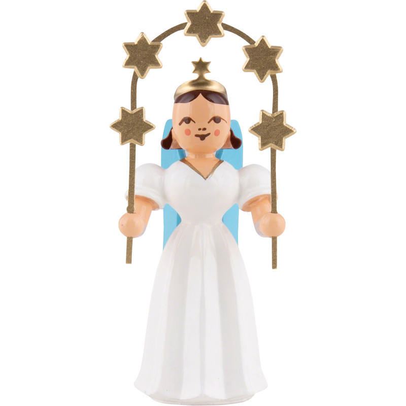 Faltenlangrockengel mit Sternenbogen, farbig - 6,6 cm