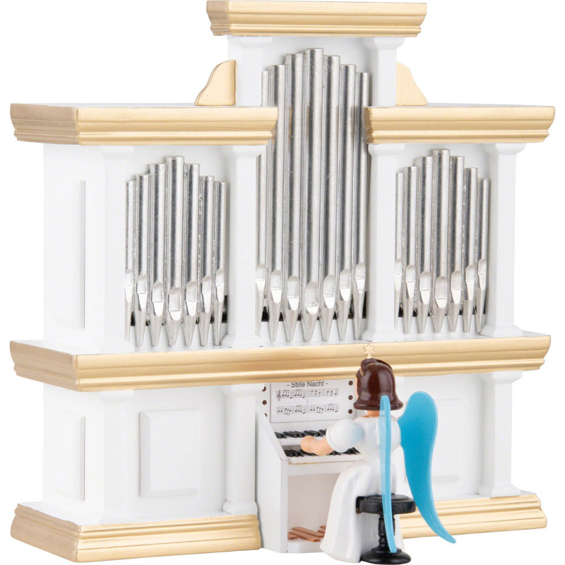 Angel Long Pleated Skirt at the Organ with Music Box, Colored - 15,5 cm / 6.1 inch