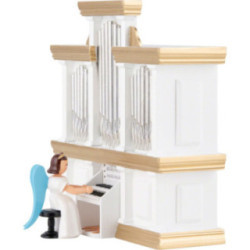 Angel Long Pleated Skirt at the Organ with Music Box, Colored - 15,5 cm / 6.1 inch