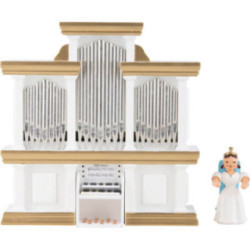 Faltenlangrockengel an der Orgel mit Spielwerk, farbig - 15,5 cm