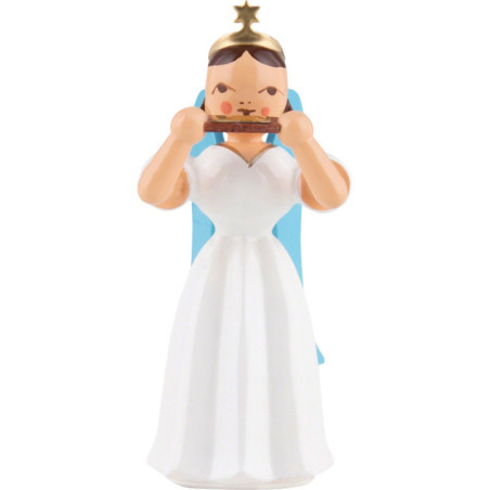 Faltenlangrockengel mit Mundharmonika, farbig - 6,6 cm