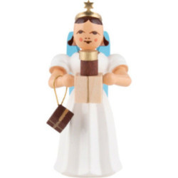 Faltenlangrockengel mit Geschenken, farbig - 6,6 cm