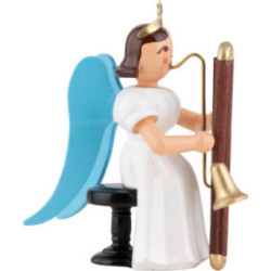 Faltenlangrockengel mit Kontrafagott, farbig - 6,6 cm