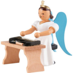 Faltenlangrockengel mit Zitherbank, farbig - 6,6 cm