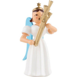 Faltenlangrockengel mit Schalmei, farbig - 6,6 cm