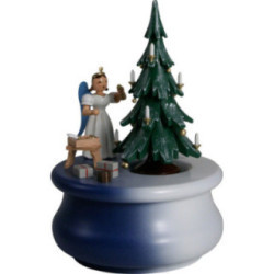 Music Box "Christmas Dream" with Christmas Tree and One Long Skirt Angel, Colored - 12x17,5 cm / 2 inch