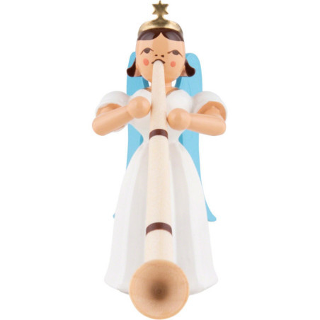 Faltenlangrockengel mit Alphorn, farbig - 6,6 cm