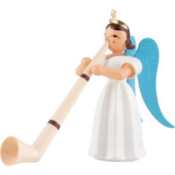 Faltenlangrockengel mit Alphorn, farbig - 6,6 cm