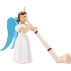 Faltenlangrockengel mit Alphorn, farbig - 6,6 cm